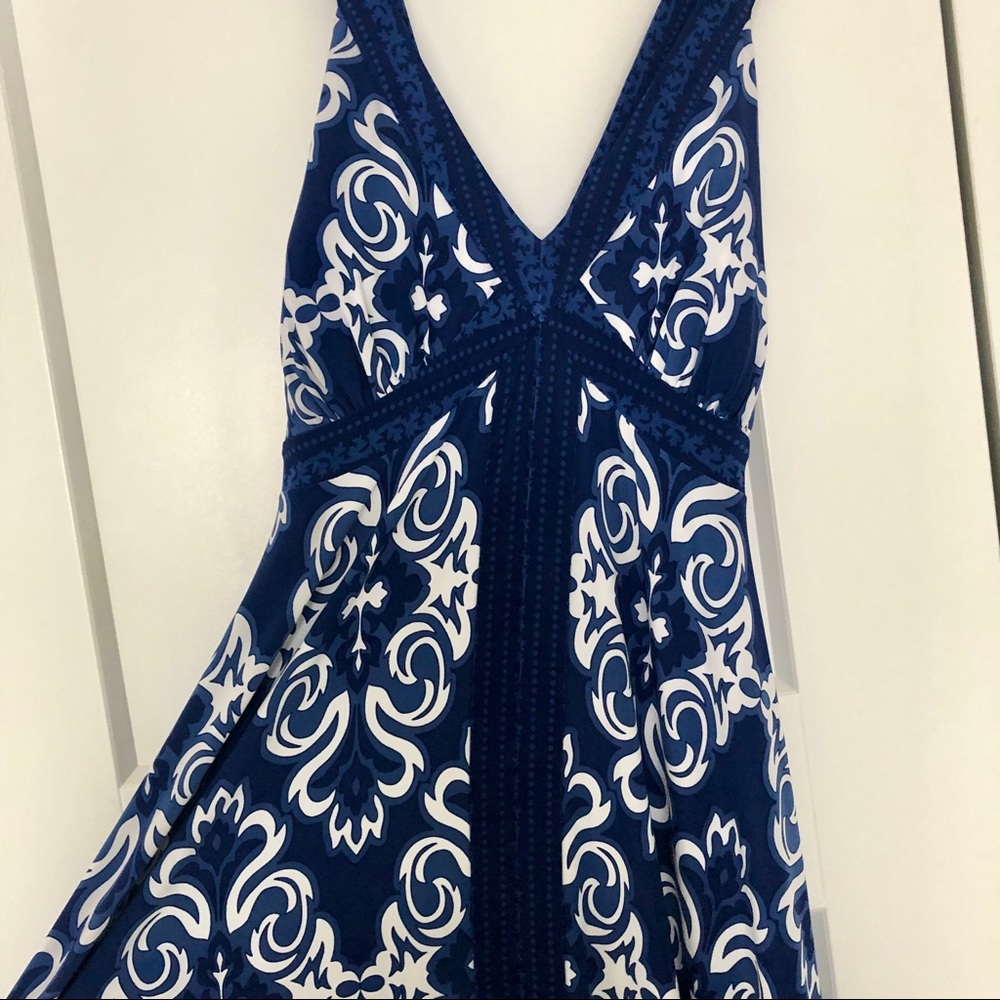 NWT INC Sweet Meadow blue and white maxi dress